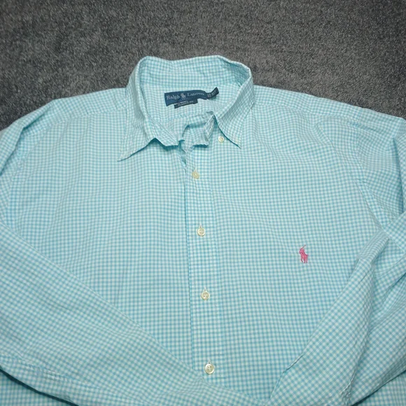 Ralph Lauren Classic Fit Gingham Button Down Shirt XLT Tall - Picture 9 of 13